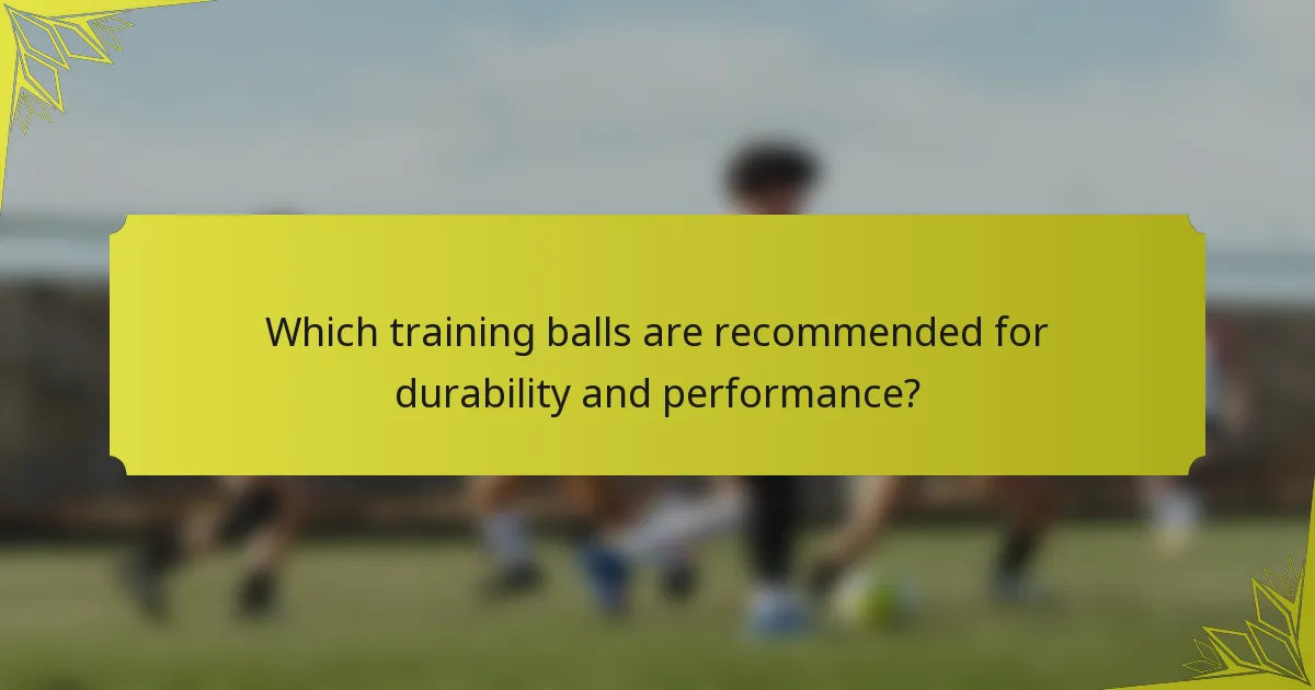 Which training balls are recommended for durability and performance?